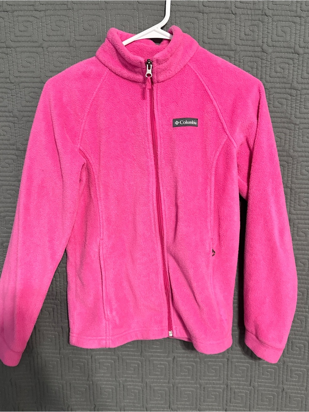 Columbia Girls Benton Springs Fleece Jacket L 14 16 Pink Full Zip WG6756